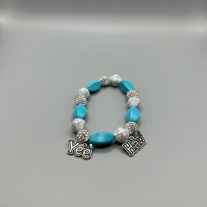 Turquoise and Silver Charm Bracelet - Handmade #B0351T